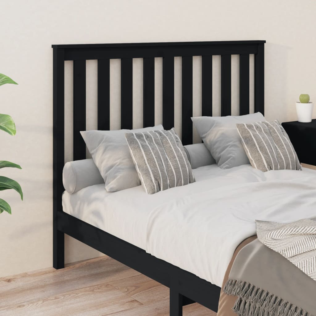 Tăblie de pat, negru, 126x6x101 cm, lemn masiv de pin - Lando