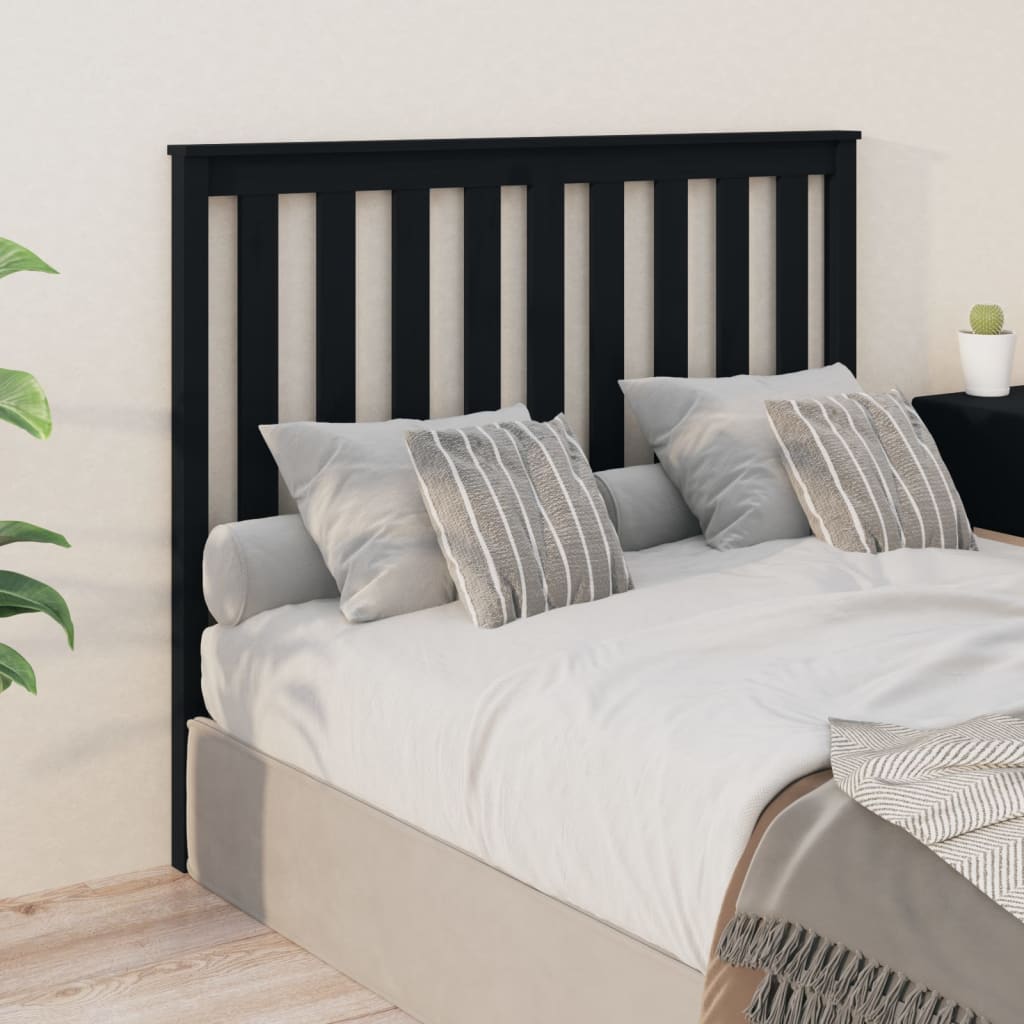 Tăblie de pat, negru, 126x6x101 cm, lemn masiv de pin - Lando