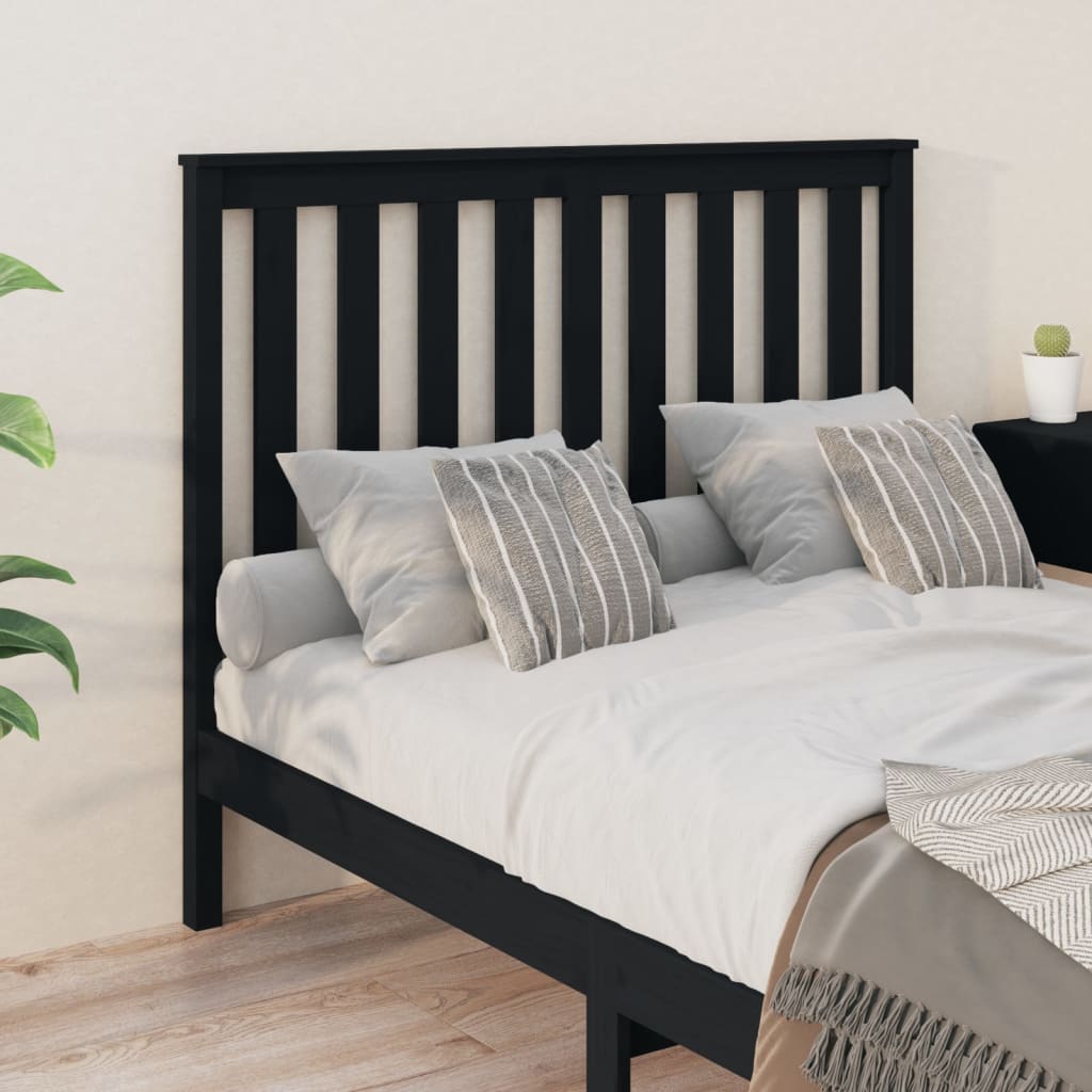 Tăblie de pat, negru, 146x6x101 cm, lemn masiv de pin - Lando