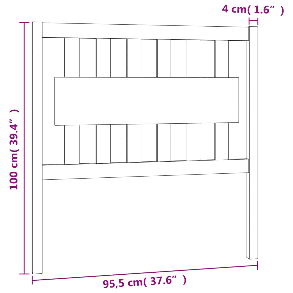 Tăblie de pat, 95,5x4x100 cm, lemn masiv de pin - Lando