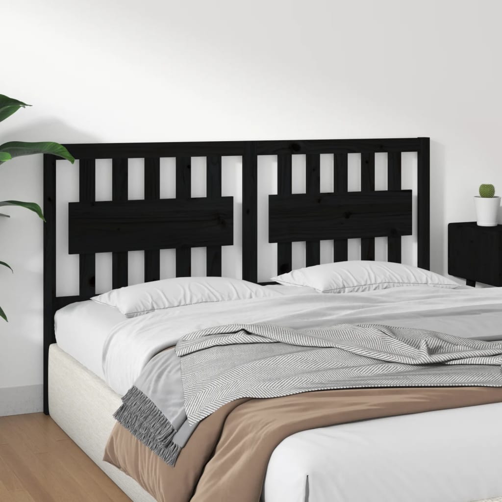 Tăblie de pat, negru, 155,5x4x100 cm, lemn masiv de pin - Lando