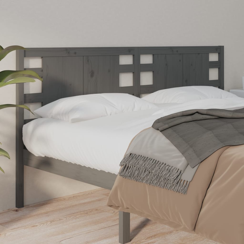 Tăblie de pat, gri, 126x4x100 cm, lemn masiv de pin - Lando