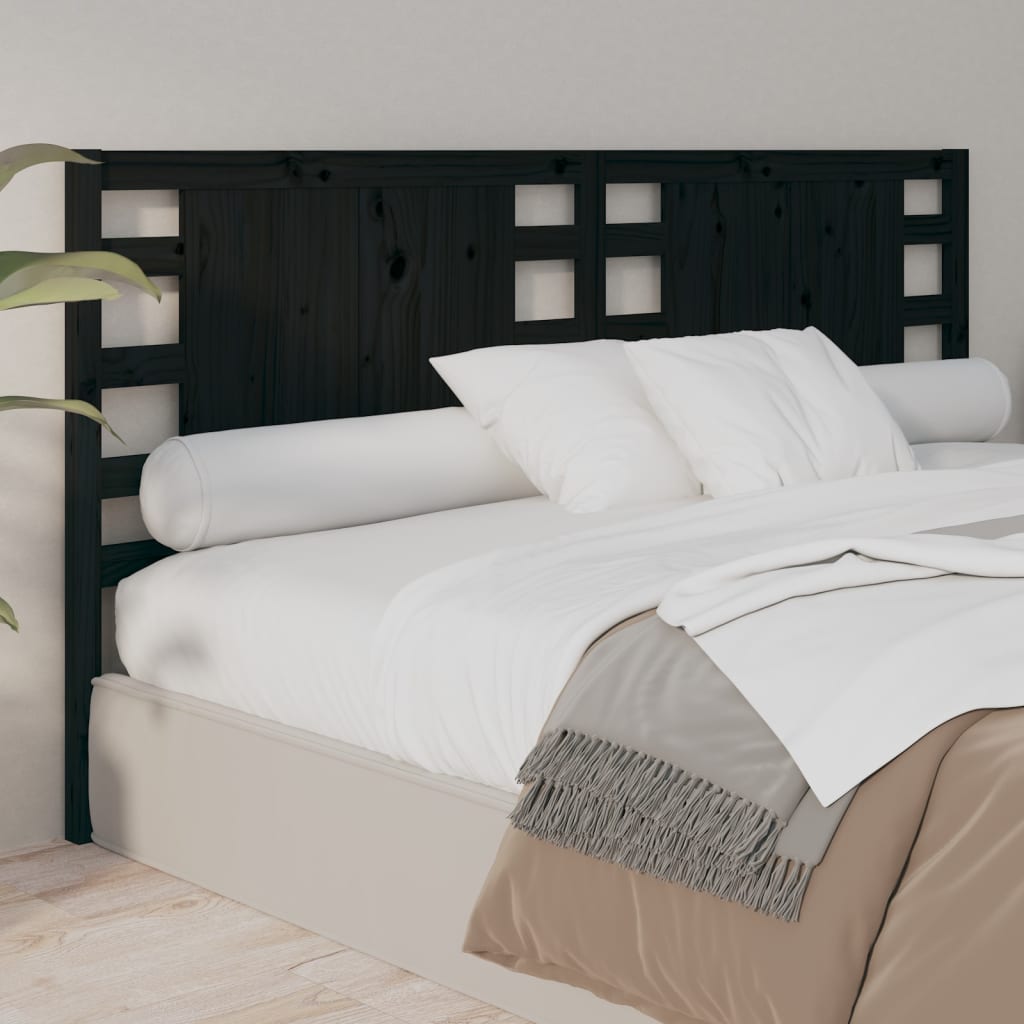 Tăblie de pat, negru, 146x4x100 cm, lemn masiv de pin - Lando