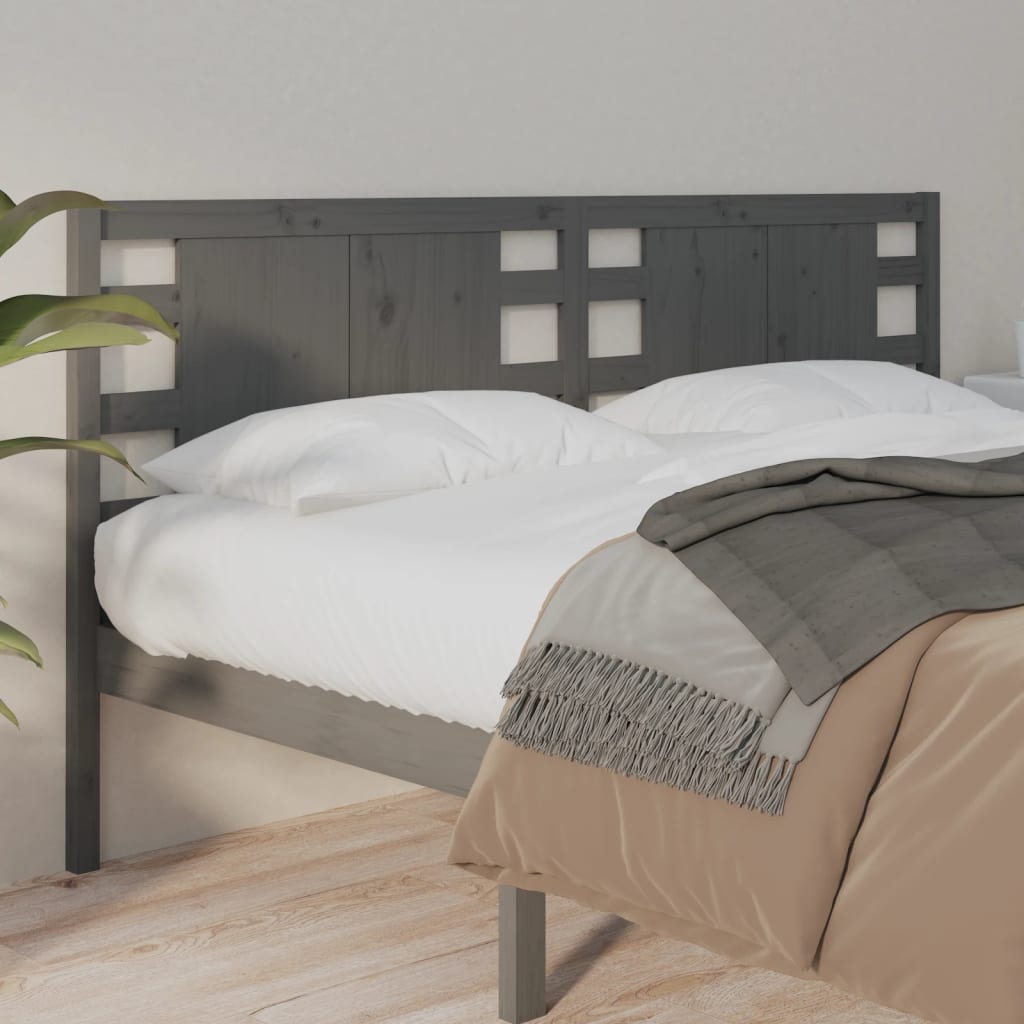 Tăblie de pat, gri, 206x4x100 cm, lemn masiv de pin - Lando