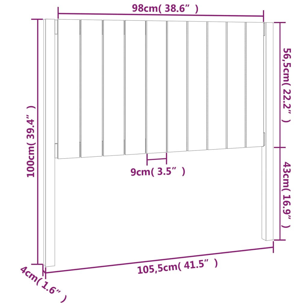 Tăblie de pat, alb, 105,5x4x100 cm, lemn masiv de pin - Lando