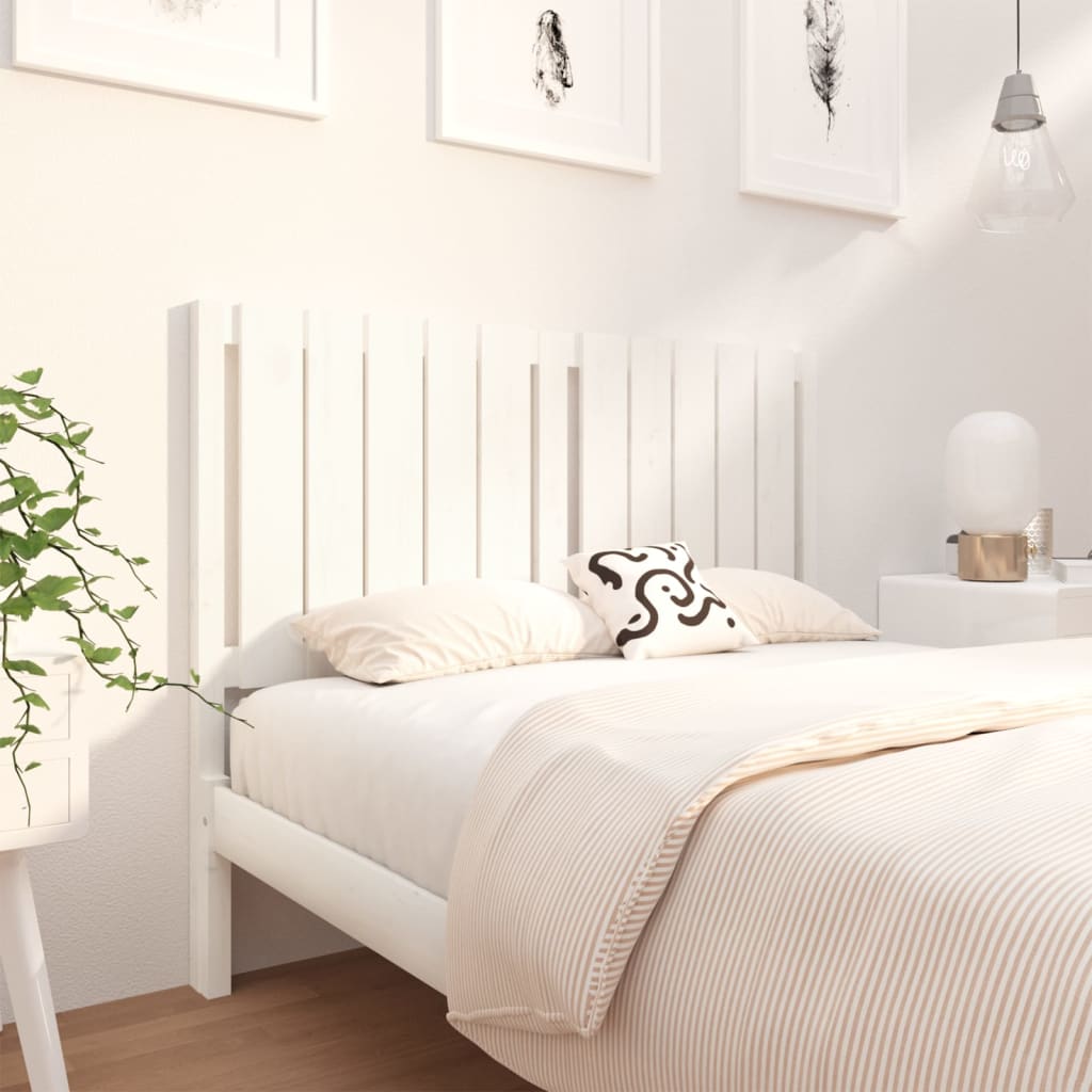 Tăblie de pat, alb, 125,5x4x100 cm, lemn masiv de pin - Lando