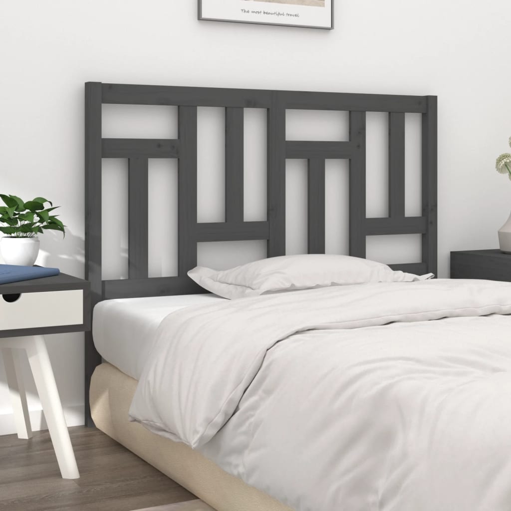 Tăblie de pat, gri, 145,5x4x100 cm, lemn masiv de pin - Lando