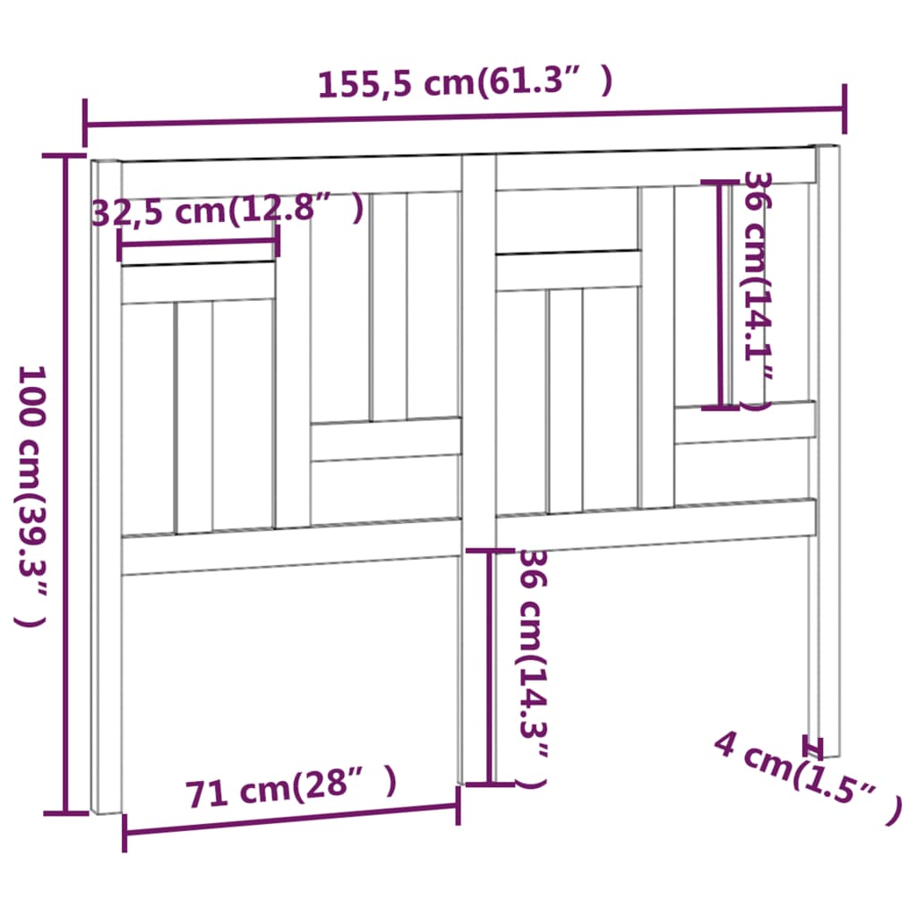 Tăblie de pat, alb, 155,5x4x100 cm, lemn masiv de pin - Lando