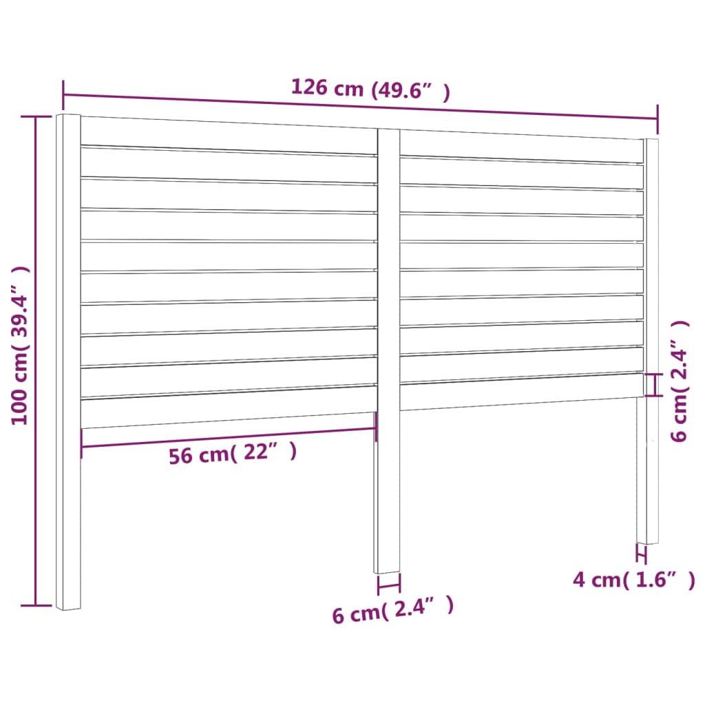 Tăblie de pat, gri, 126x4x100 cm, lemn masiv de pin - Lando