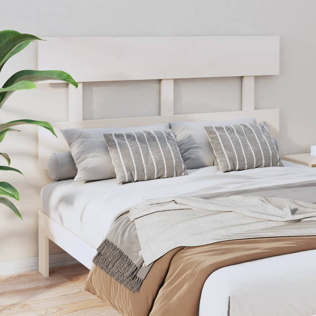 Tăblie de pat, alb, 124x3x81 cm, lemn masiv de pin - Lando
