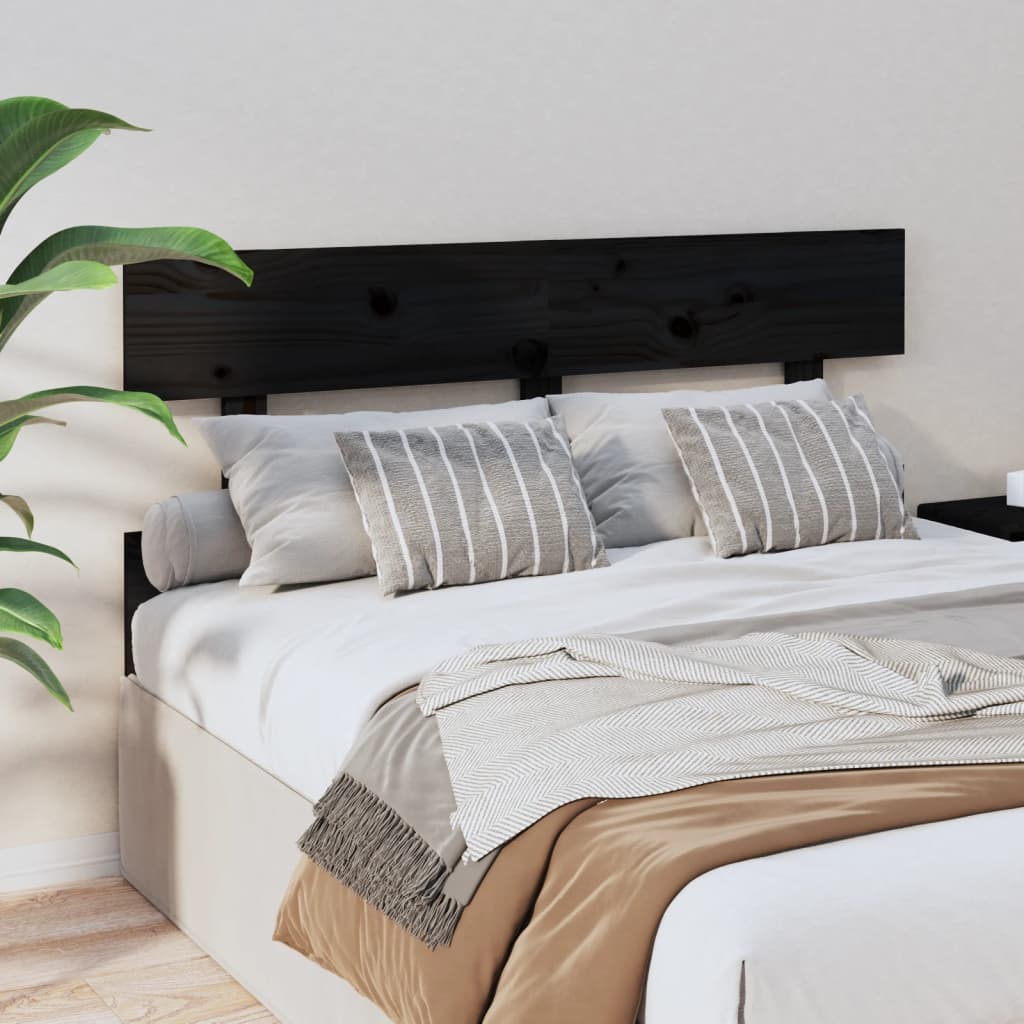 Tăblie de pat, negru, 138x3x81 cm, lemn masiv de pin - Lando