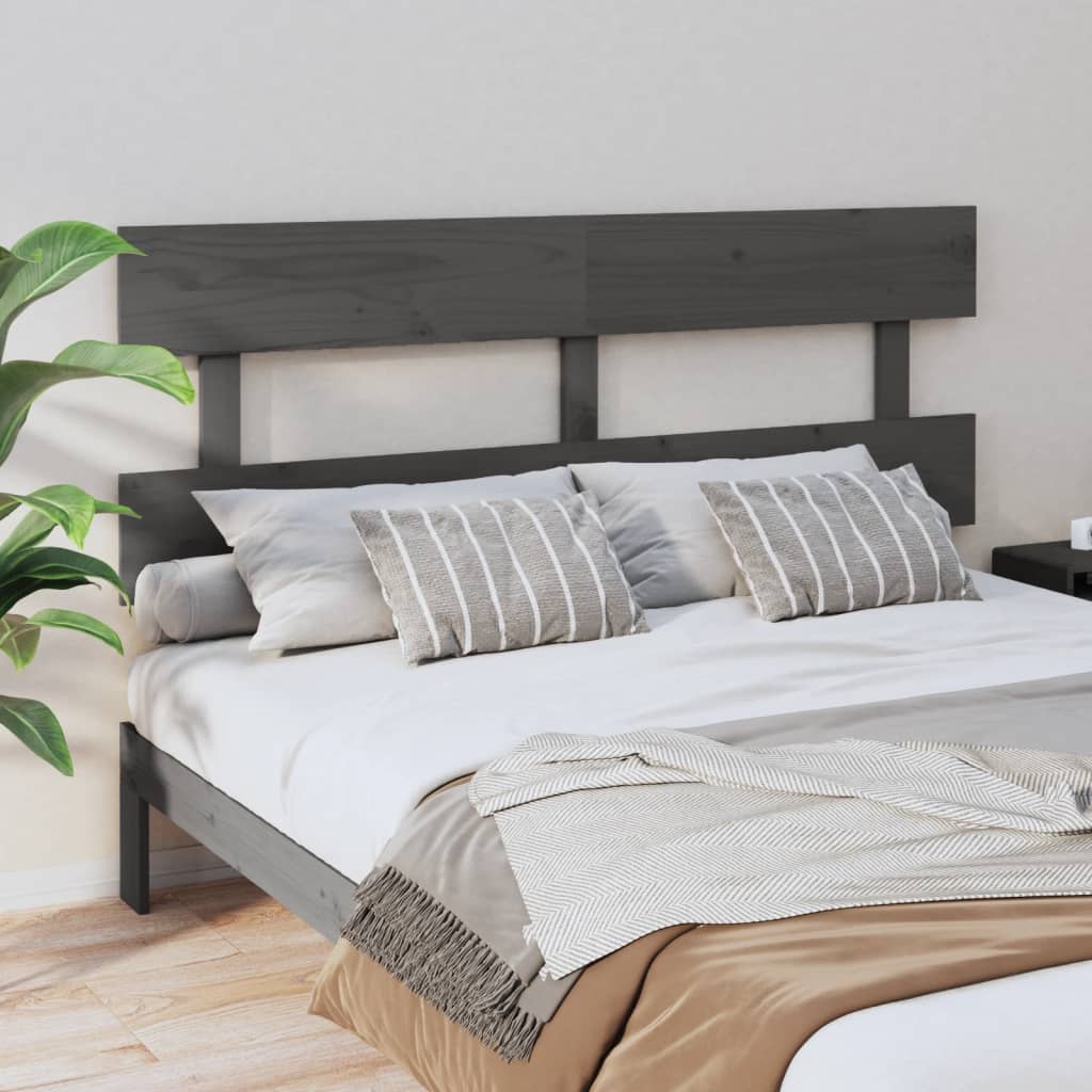 Tăblie de pat, gri, 154x3x81 cm, lemn masiv de pin - Lando