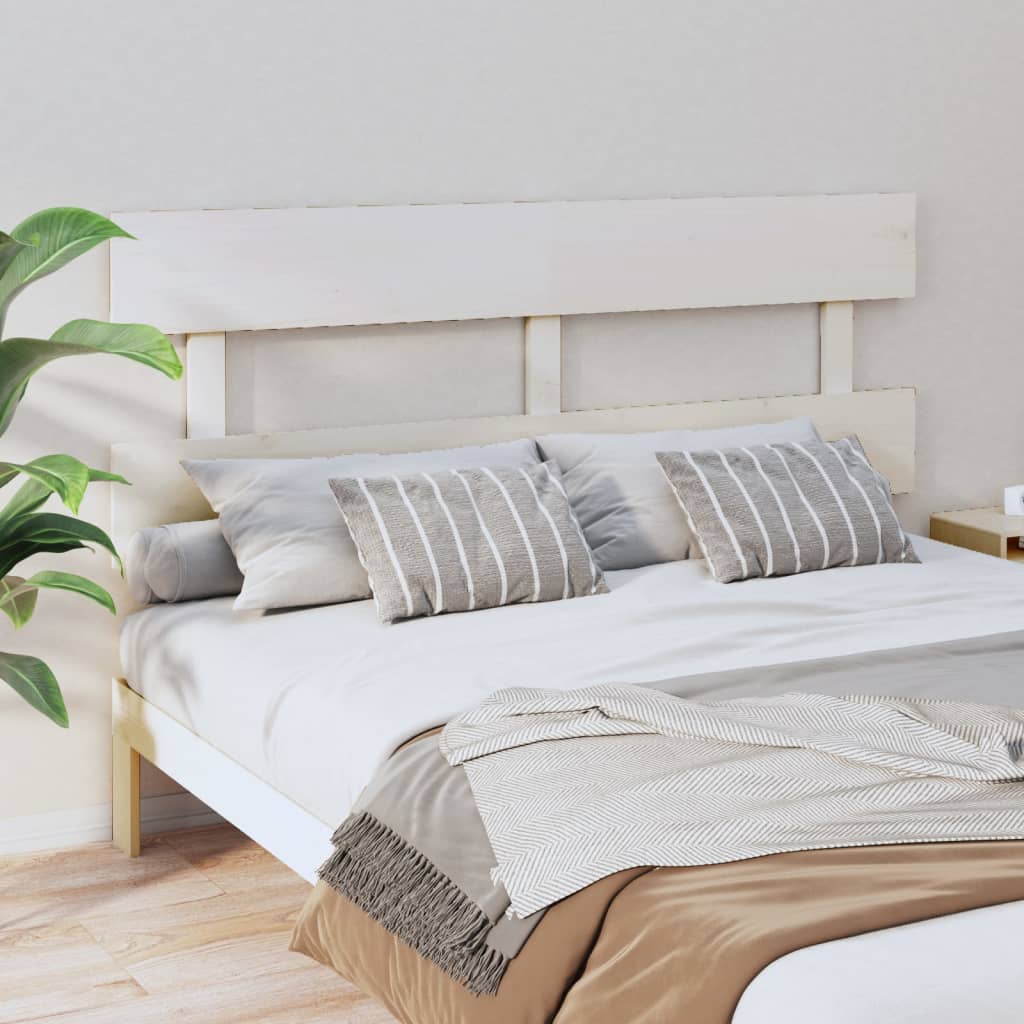Tăblie de pat, alb, 164x3x81 cm, lemn masiv de pin - Lando