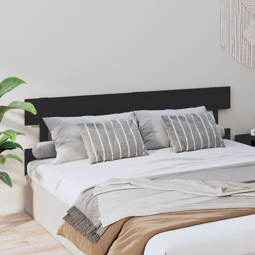 Tăblie de pat, negru, 184x3x81 cm, lemn masiv de pin - Lando