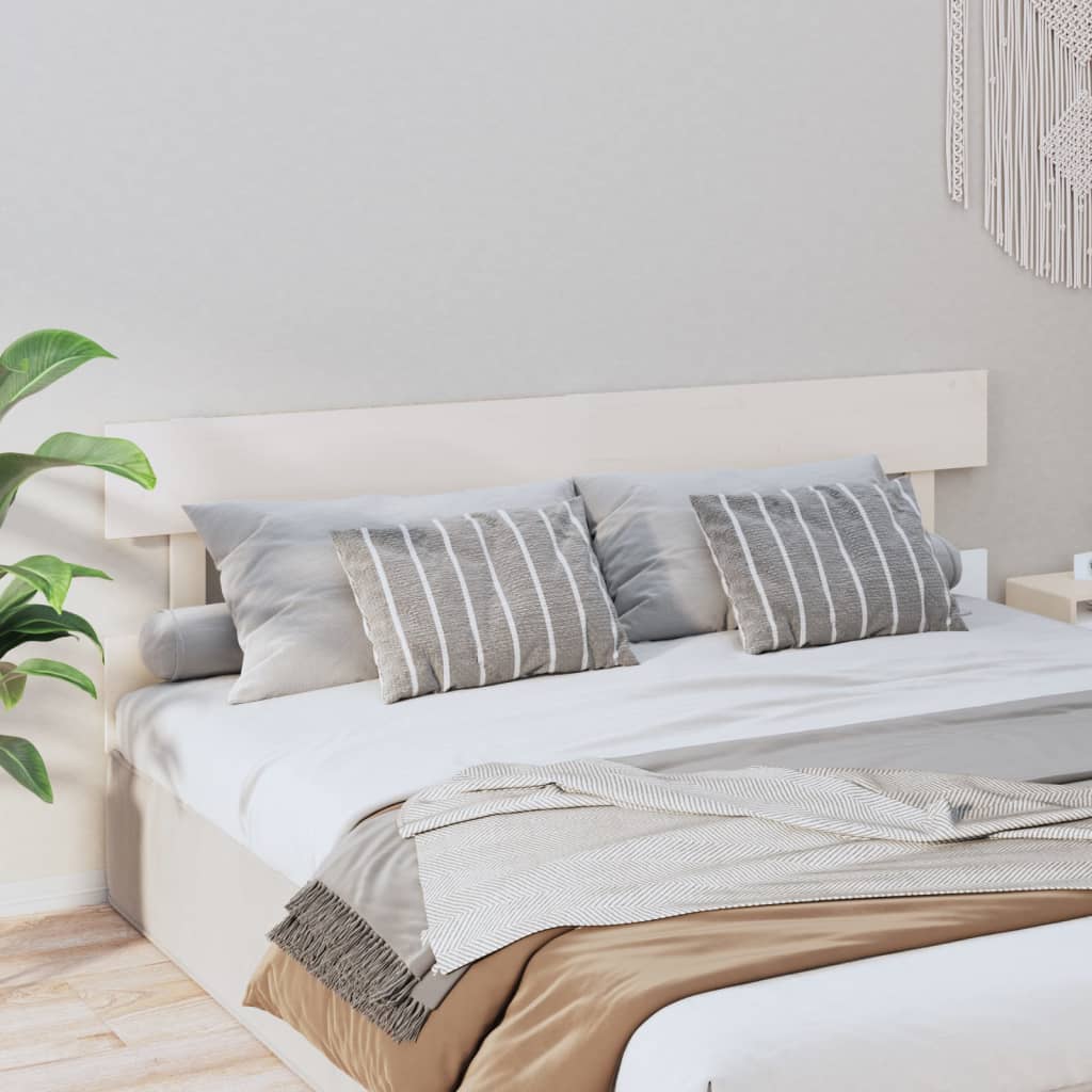 Tăblie de pat, alb, 204x3x81 cm, lemn masiv de pin - Lando