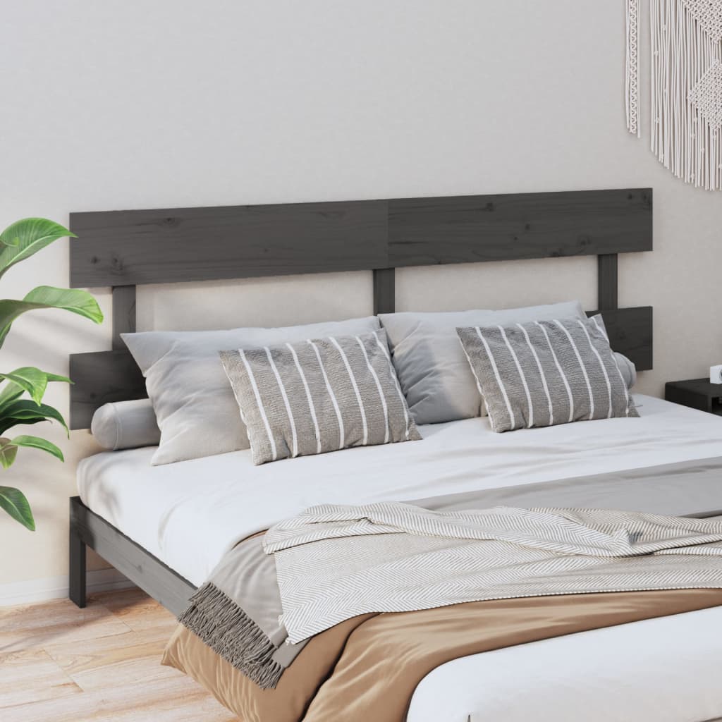 Tăblie de pat, gri, 204x3x81 cm, lemn masiv de pin - Lando