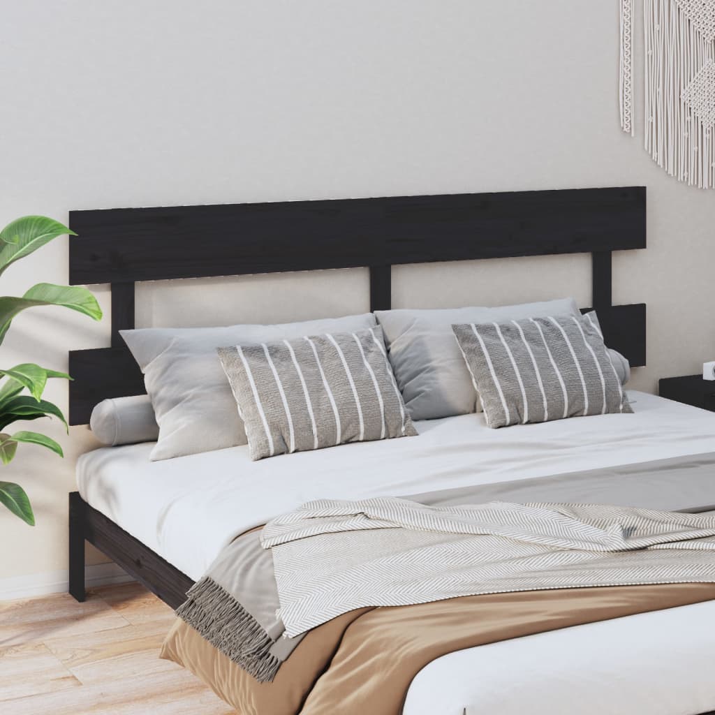 Tăblie de pat, negru, 204x3x81 cm, lemn masiv de pin - Lando
