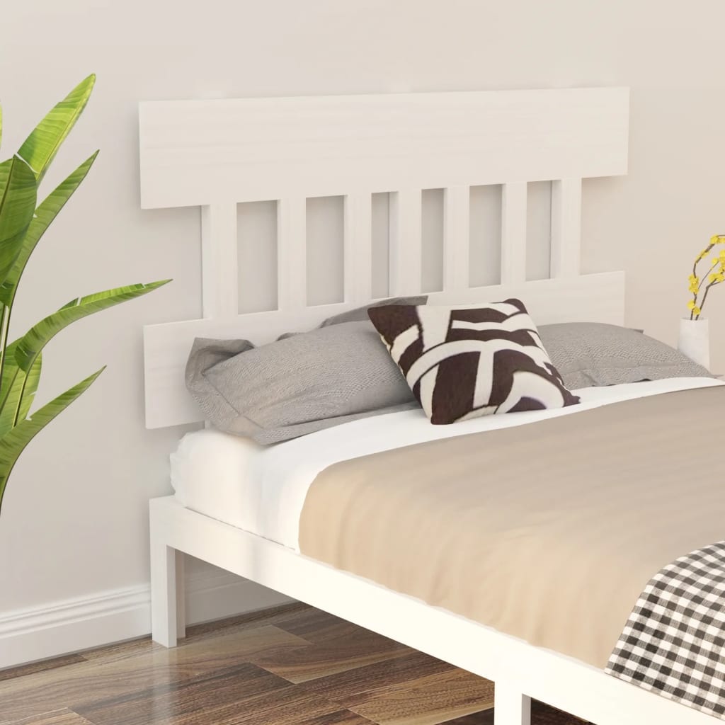 Tăblie de pat, alb, 123,5x3x81 cm, lemn masiv de pin - Lando