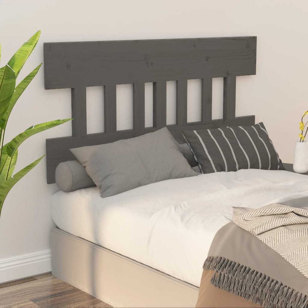Tăblie de pat, gri, 123,5x3x81 cm, lemn masiv de pin - Lando
