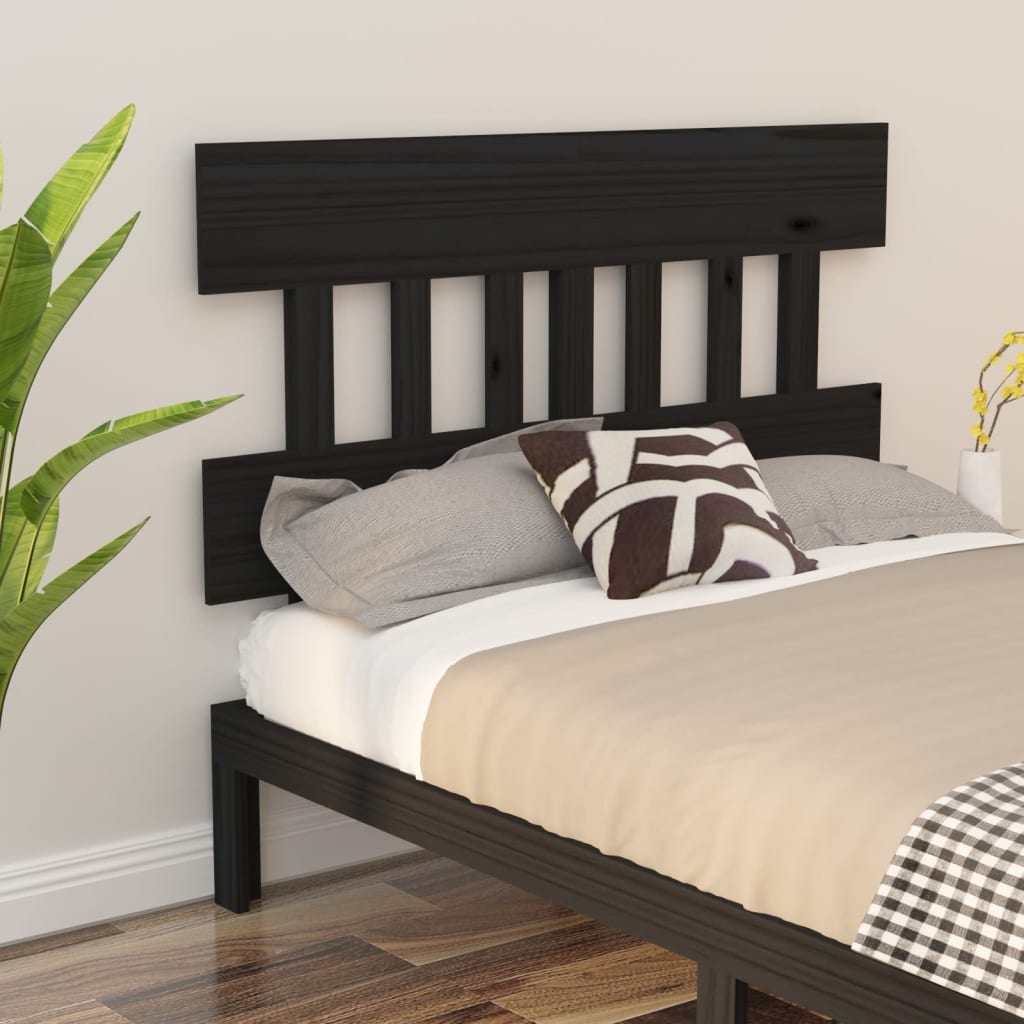 Tăblie de pat, negru, 143,5x3x81 cm, lemn masiv de pin - Lando