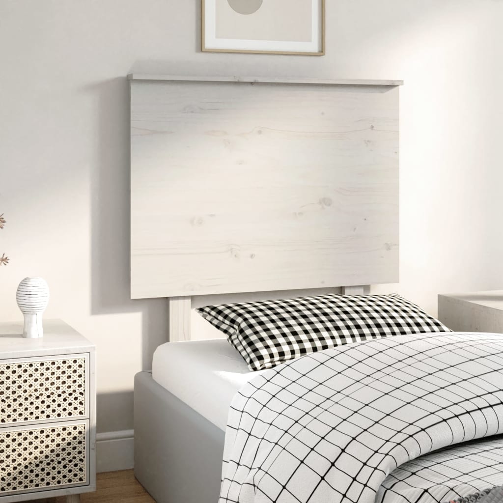 Tăblie de pat, alb, 79x6x82,5 cm, lemn masiv de pin - Lando