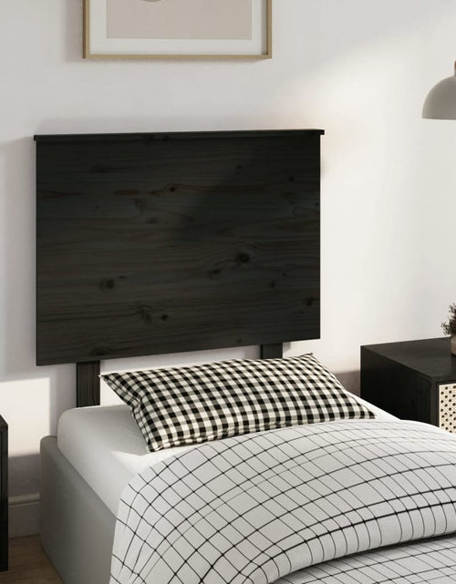 Încărcați imaginea în vizualizatorul Galerie, Tăblie de pat, negru, 79x6x82,5 cm, lemn masiv de pin
