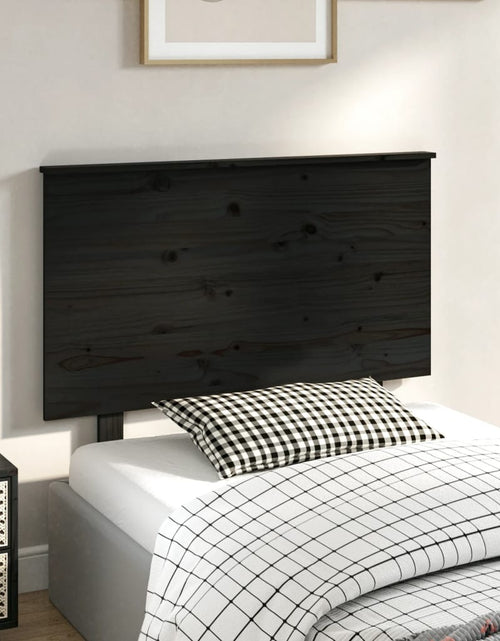 Încărcați imaginea în vizualizatorul Galerie, Tăblie de pat, negru, 94x6x82,5 cm, lemn masiv de pin - Lando
