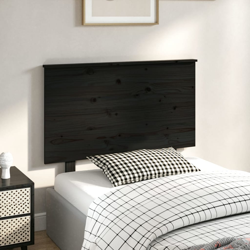 Tăblie de pat, negru, 104x6x82,5 cm, lemn masiv de pin - Lando