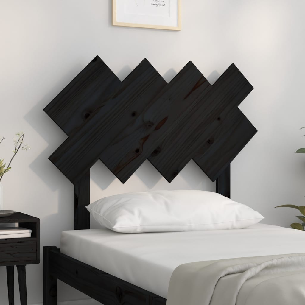 Tăblie de pat, negru, 92x3x81 cm, lemn masiv de pin - Lando