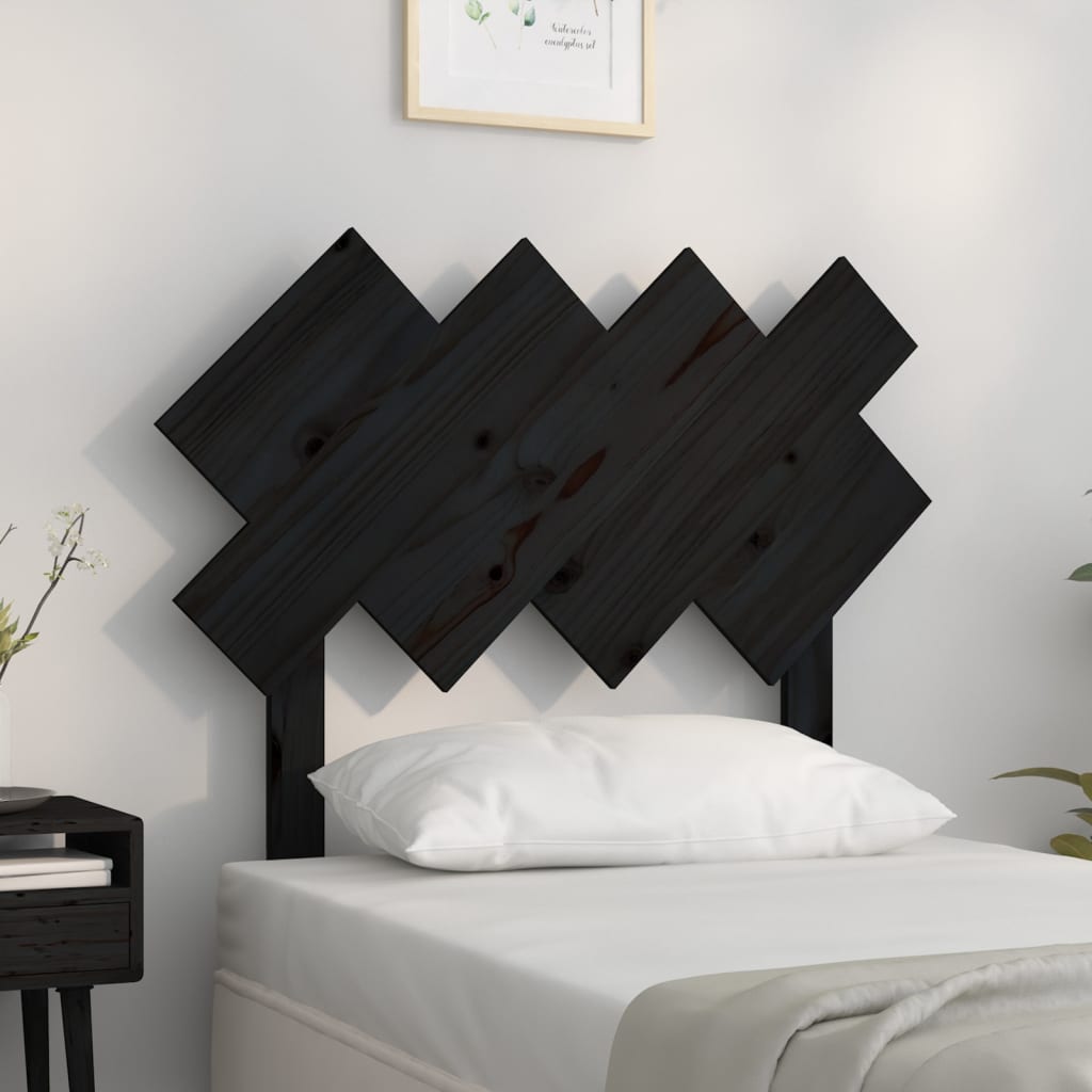 Tăblie de pat, negru, 92x3x81 cm, lemn masiv de pin - Lando
