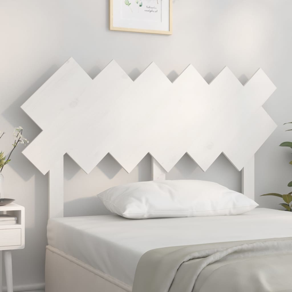 Tăblie de pat, alb, 122,5x3x80,5 cm, lemn masiv de pin - Lando