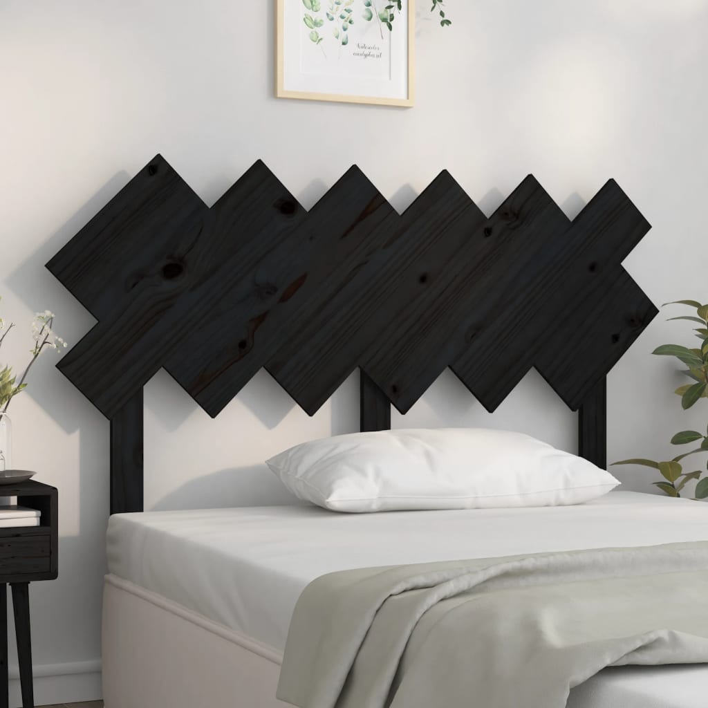 Tăblie de pat, negru, 132x3x81 cm, lemn masiv de pin - Lando