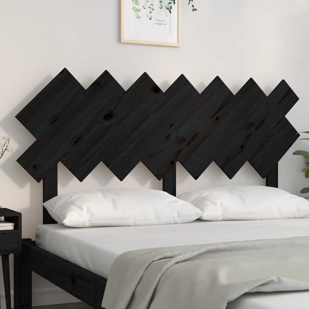Tăblie de pat, negru, 141x3x80,5 cm, lemn masiv de pin - Lando