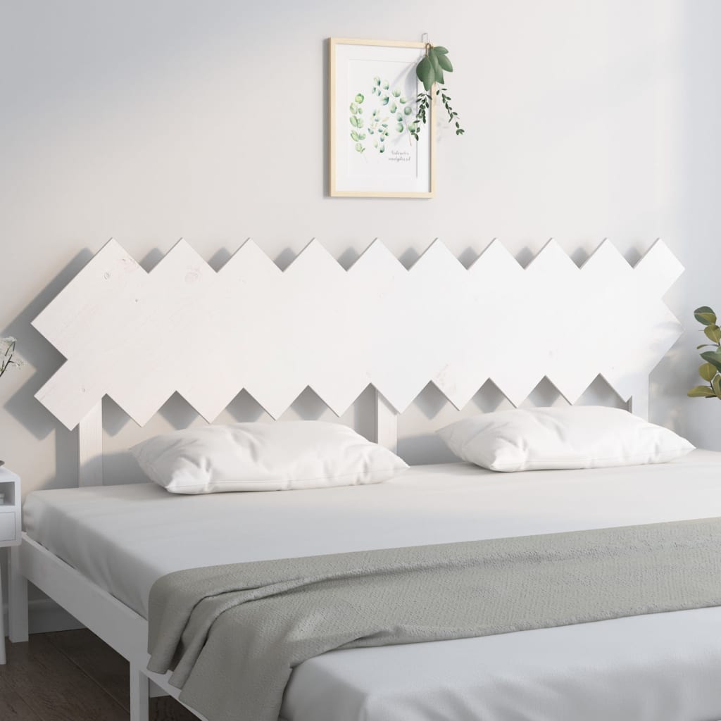 Tăblie de pat, alb, 196x3x80,5 cm, lemn masiv de pin - Lando