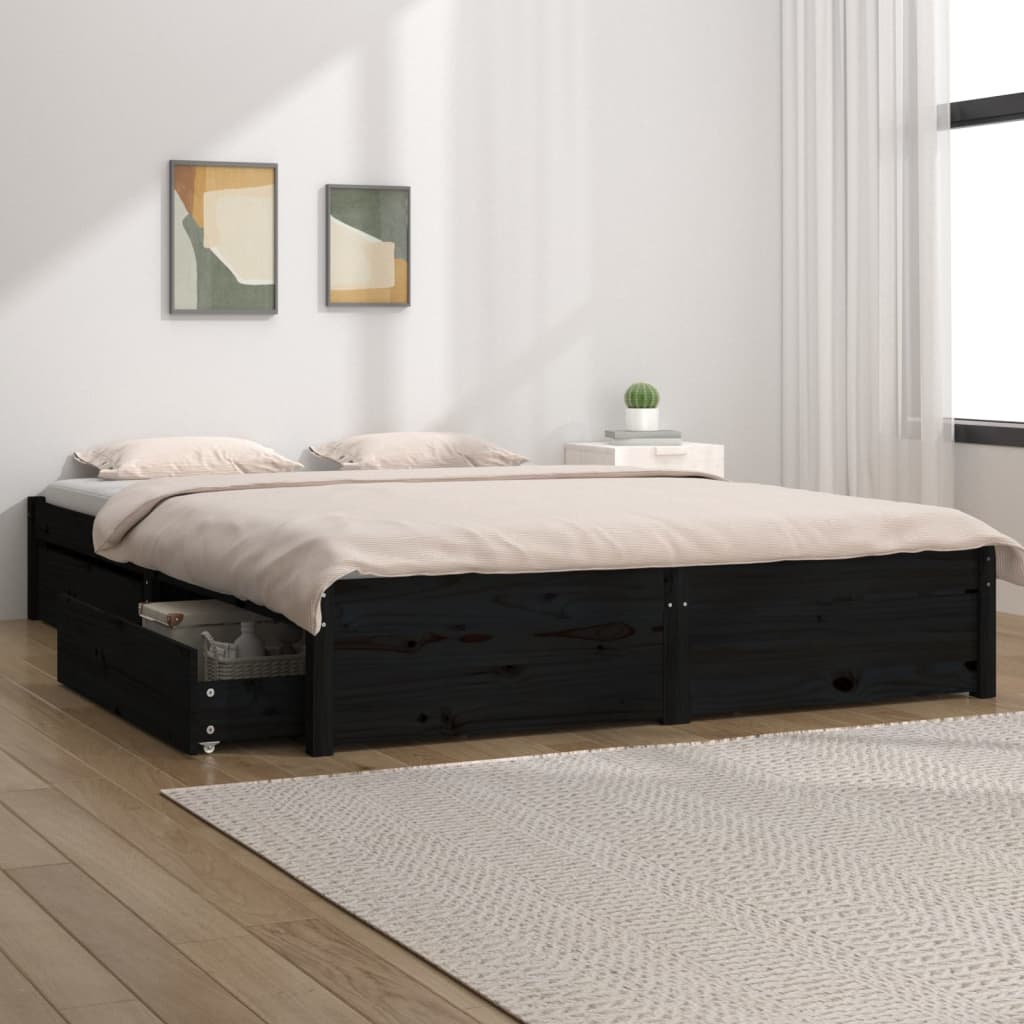 Cadru de pat Small Double 4FT, negru, 120x190 cm - Lando