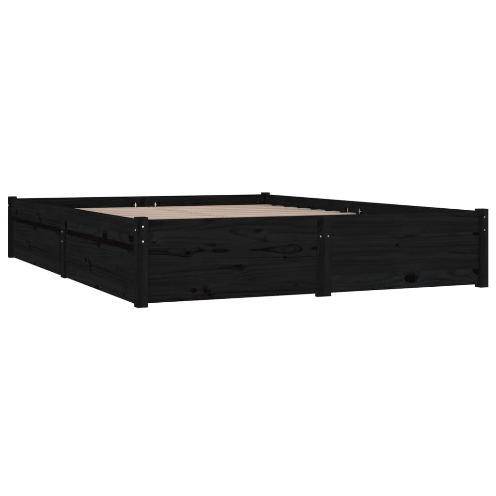 Cadru de pat cu sertare, negru, 140x190 cm - Lando
