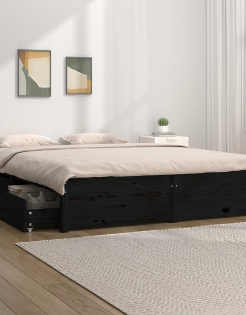 Încărcați imaginea în vizualizatorul Galerie, Cadru de pat cu sertare, negru, 140x190 cm - Lando
