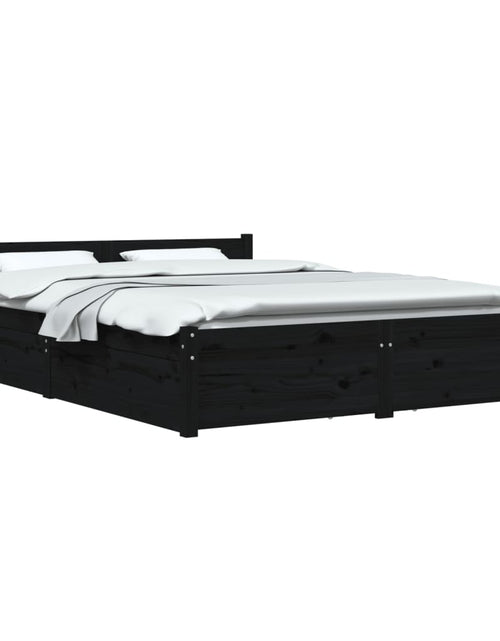 Încărcați imaginea în vizualizatorul Galerie, Cadru de pat cu sertare Double 4FT6, negru, 135x190 cm - Lando
