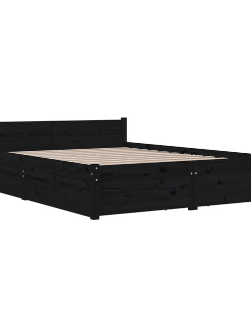 Încărcați imaginea în vizualizatorul Galerie, Cadru de pat cu sertare Double 4FT6, negru, 135x190 cm - Lando
