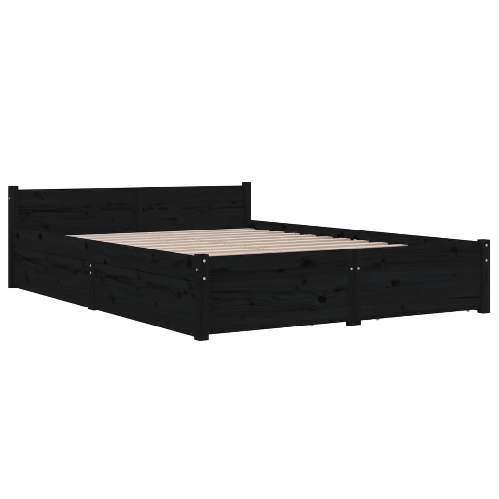 Cadru de pat cu sertare Double 4FT6, negru, 135x190 cm - Lando