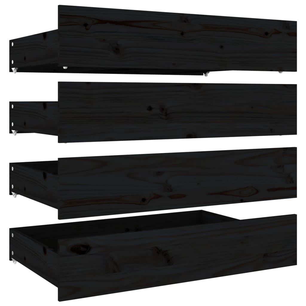 Cadru de pat cu sertare Double 4FT6, negru, 135x190 cm - Lando