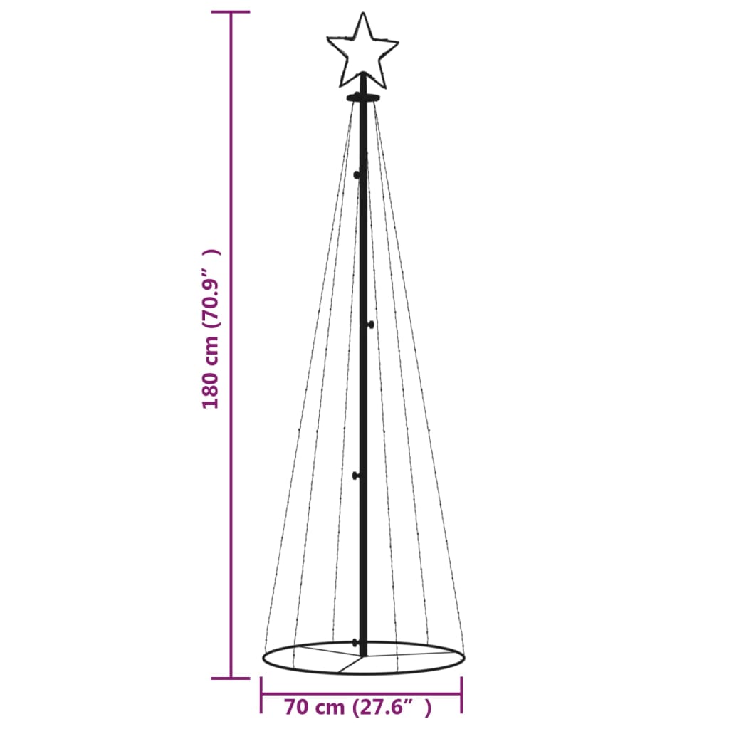 Brad de Crăciun conic, 108 LED-uri, alb rece, 70x180 cm - Lando