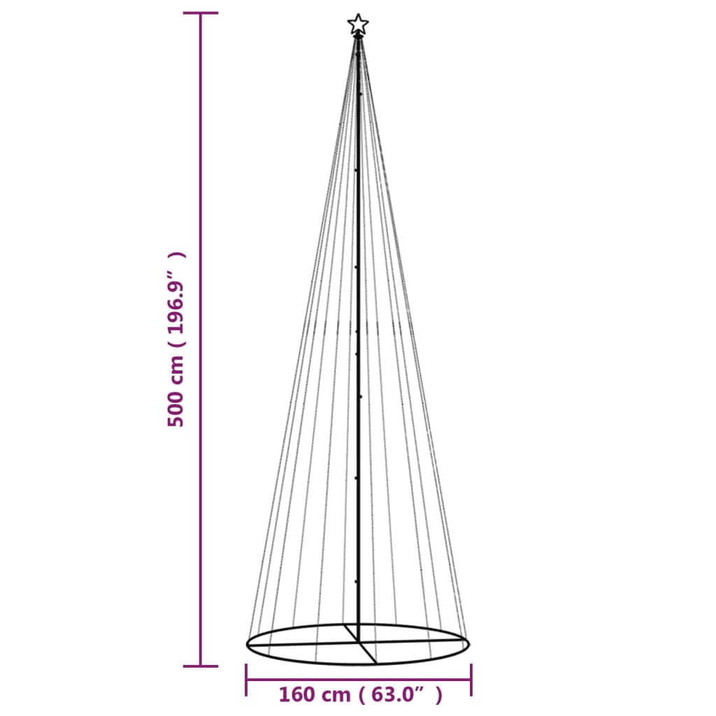 Brad de Crăciun conic, 732 LED-uri, alb cald, 160x500 cm - Lando