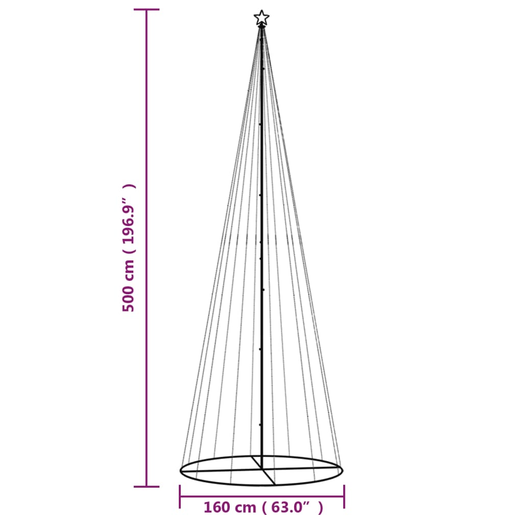 Brad de Crăciun conic, 732 LED-uri, multicolor, 160x500 cm Lando - Lando