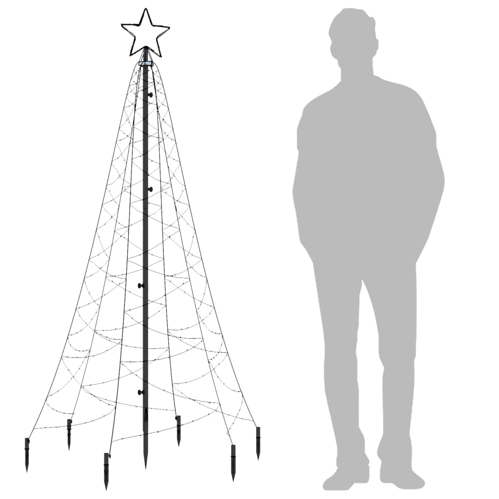 Brad de Crăciun cu țăruș, 200 LED-uri, alb rece, 180 cm - Lando