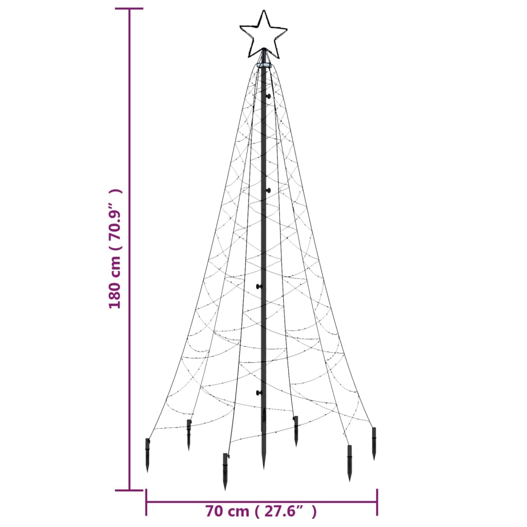 Brad de Crăciun cu țăruș, 200 LED-uri, albastru, 180 cm - Lando