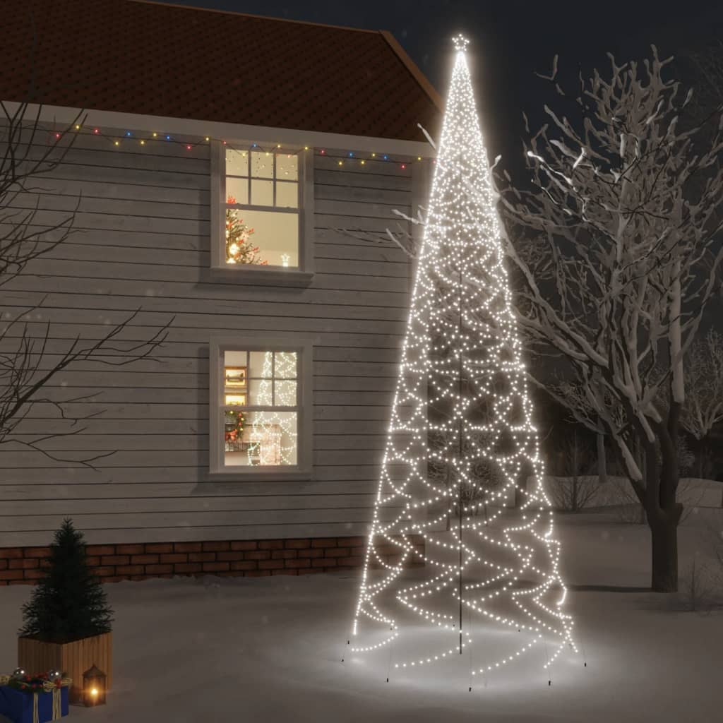 Brad de Crăciun cu țăruș, 3000 LED-uri, alb rece, 800 cm - Lando