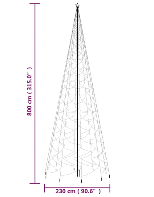 Încărcați imaginea în vizualizatorul Galerie, Brad de Crăciun cu țăruș, 3000 LED-uri, multicolor, 800 cm - Lando
