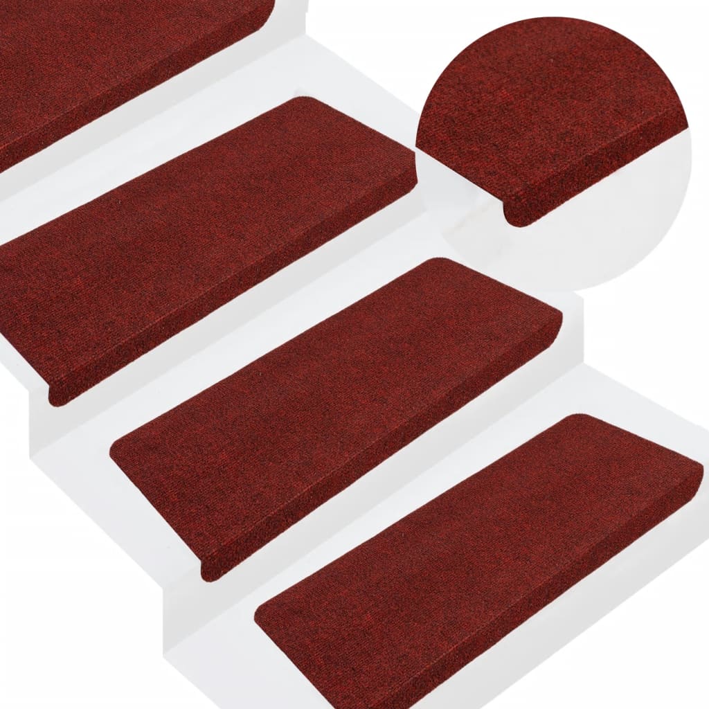 Covorașe scări autoadezive, 15 buc., roșu, 65x24,5x3,5 cm - Lando