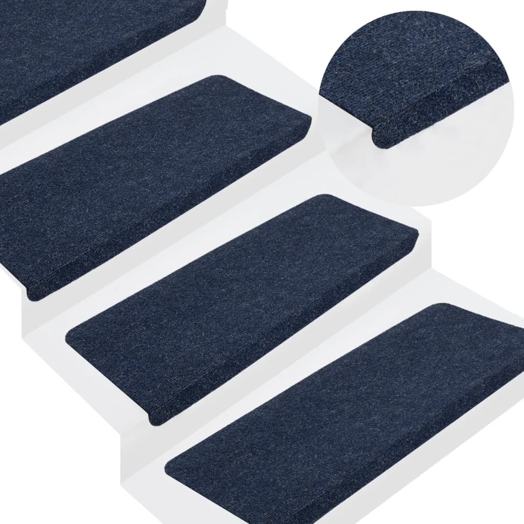 Covorașe scări autoadezive, 15 buc., albastru, 65x24,5x3,5 cm - Lando